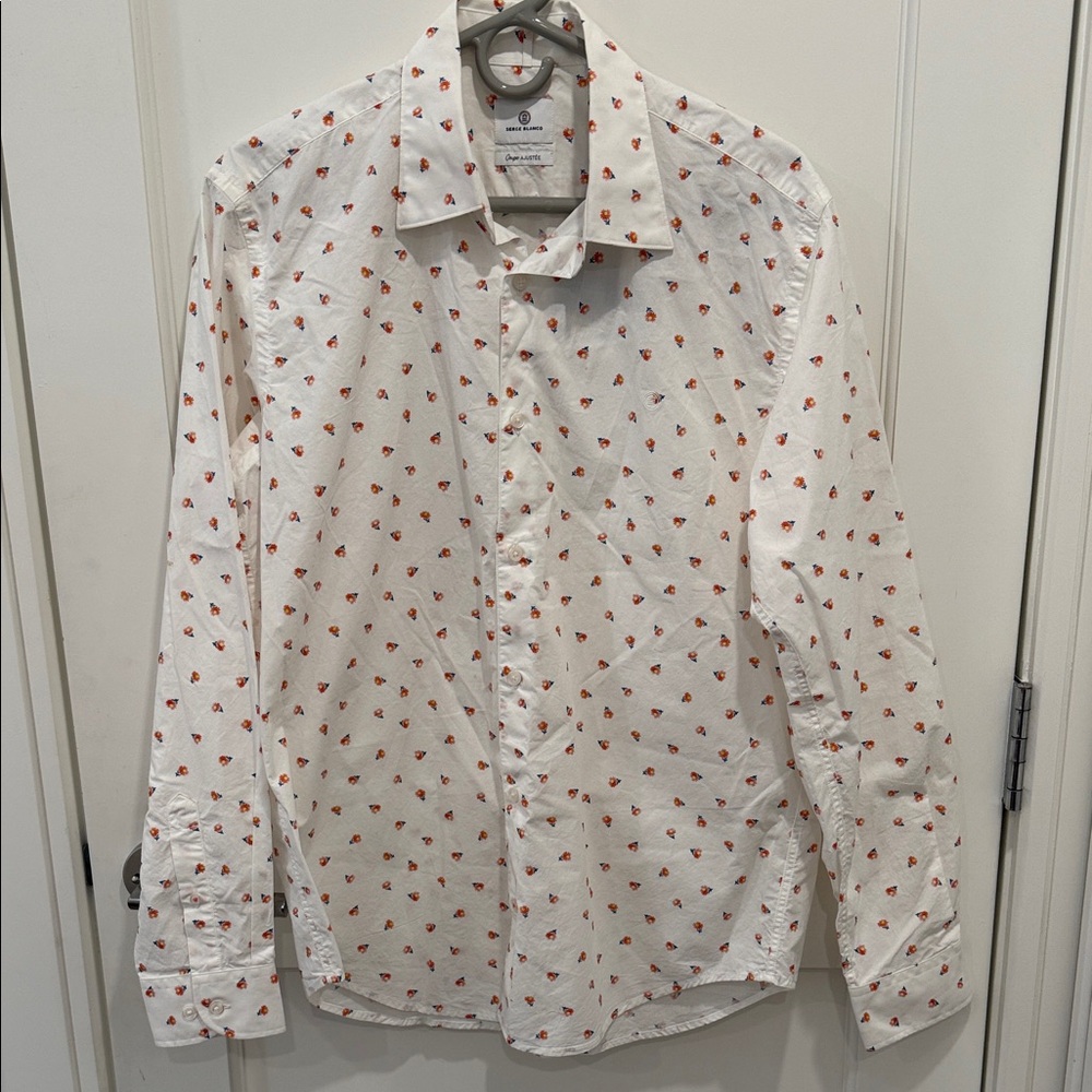 Serge Blanco White Floral Men's Shirt - Picture 4 of 5